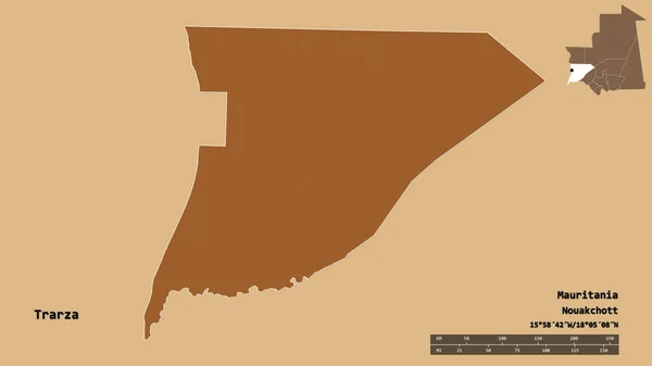 Форма Трарзы Регион Мавритании Столицей Изолированной Прочном Фоне Дистанционный Масштаб — стоковое фото