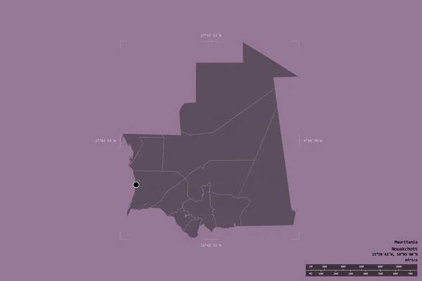 Zona Mauritania Aislada Sobre Fondo Sólido Una Caja Delimitadora Georeferenciada —  Fotos de Stock