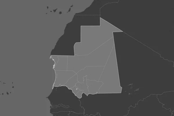 Gestalt Mauretaniens Getrennt Durch Die Entwässerung Benachbarter Gebiete Grenzen Karte — Stockfoto