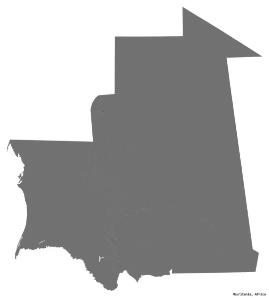 Shape Mauritania Its Capital Isolated White Background Bilevel Elevation Map — Stock Photo, Image