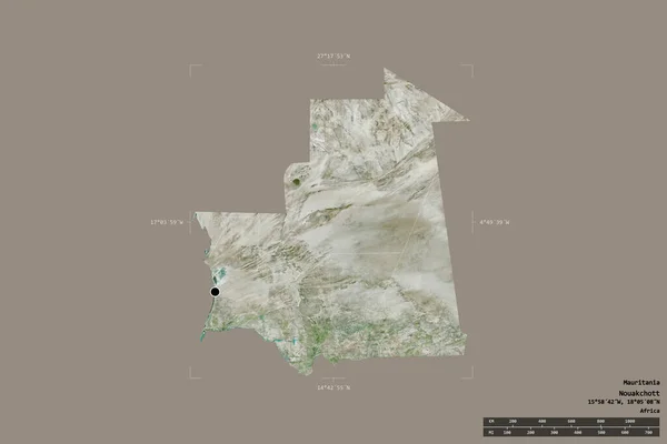 Gebied Van Mauritanië Geïsoleerd Een Solide Achtergrond Een Georefereerde Bounding — Stockfoto