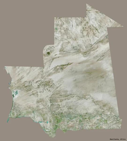 Forma Della Mauritania Con Sua Capitale Isolata Fondo Tinta Unita — Foto Stock