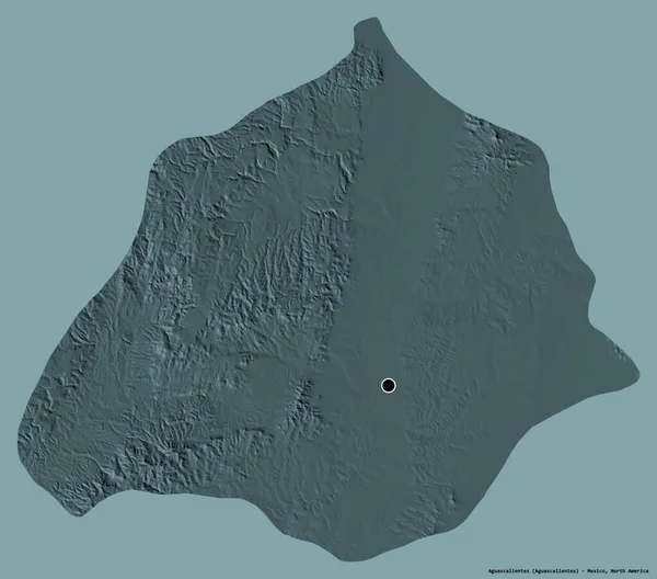 メキシコの州 アグアスカリエンテスの形で その首都はしっかりとした色の背景に隔離されています 色の標高マップ 3Dレンダリング — ストック写真