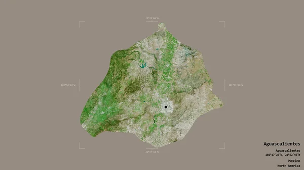 Area Aguascalientes State Mexico Isolated Solid Background Georeferenced Bounding Box — Stock Photo, Image