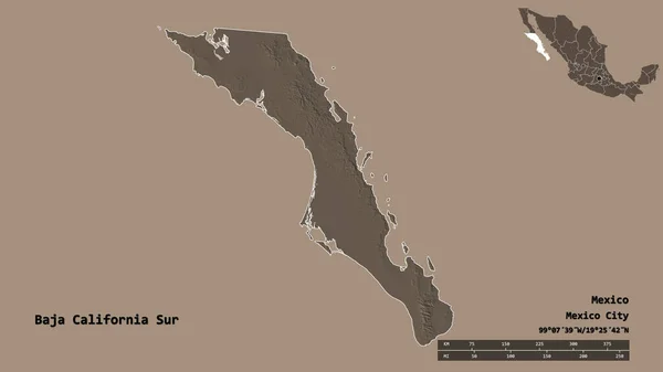 Форма Baja California Sur Штат Мексика Столицей Изолированной Твёрдом Фоне — стоковое фото