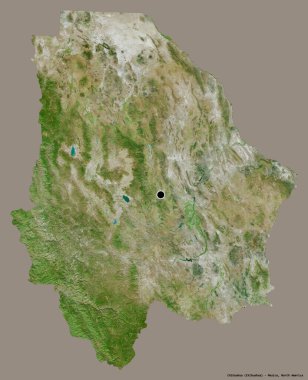 Meksika 'nın Chihuahua eyaleti. Başkenti koyu renk arka planda izole edilmiş. Uydu görüntüleri. 3B görüntüleme