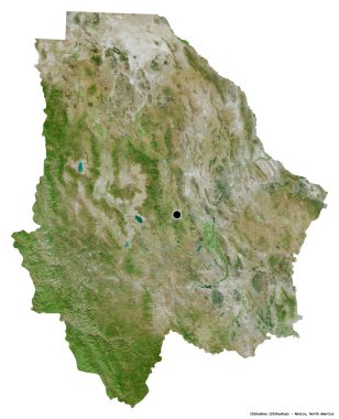 Meksika 'nın başkenti Chihuahua' nın beyaz arka planda izole edilmiş hali. Uydu görüntüleri. 3B görüntüleme