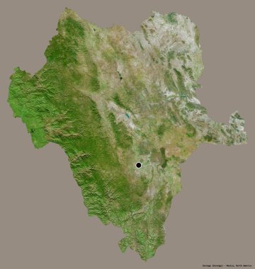 Durango 'nun şekli, Meksika eyaleti, başkenti katı renk arka planında izole edilmiş. Uydu görüntüleri. 3B görüntüleme