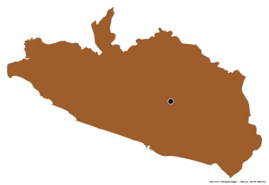 Guerrero 'nun şekli, Meksika eyaleti, başkenti beyaz arka planda izole edilmiş. Desenli dokuların bileşimi. 3B görüntüleme