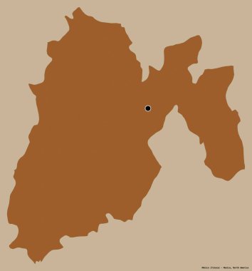 Meksika 'nın şekli, Meksika eyaleti, başkenti katı bir renk arka planı ile izole edilmiş. Desenli dokuların bileşimi. 3B görüntüleme