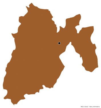 Meksika 'nın şekli, Meksika eyaleti, başkenti beyaz arka planda izole edilmiş. Desenli dokuların bileşimi. 3B görüntüleme