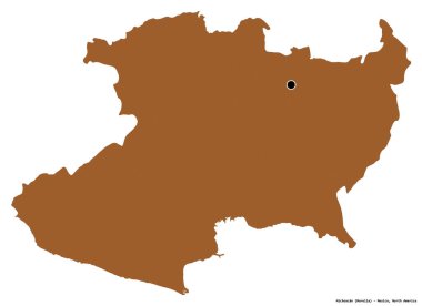 Michoacan, Meksika eyaleti, başkenti beyaz arka planda izole edilmiş. Desenli dokuların bileşimi. 3B görüntüleme