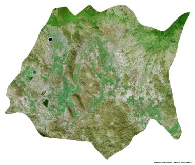Morelos 'un şekli, Meksika eyaleti, başkenti beyaz arka planda izole edilmiş. Uydu görüntüleri. 3B görüntüleme