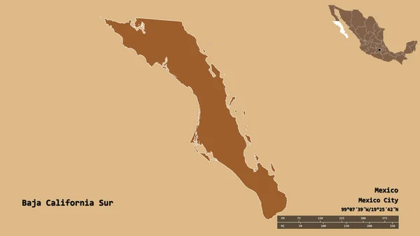 Kształt Baja California Sur Stan Meksyk Stolicą Odizolowaną Solidnym Tle — Zdjęcie stockowe