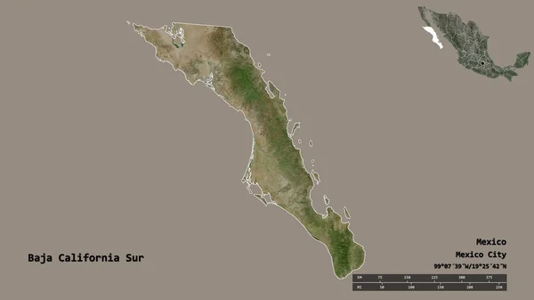 Σχήμα Της Baja California Sur Πολιτεία Του Μεξικού Κεφάλαιό Της — Φωτογραφία Αρχείου