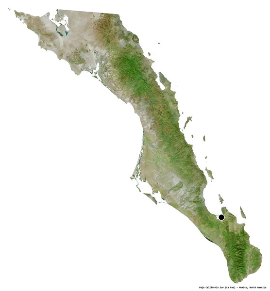 Форма Baja California Sur Штат Мексика Столицей Изолированной Белом Фоне — стоковое фото