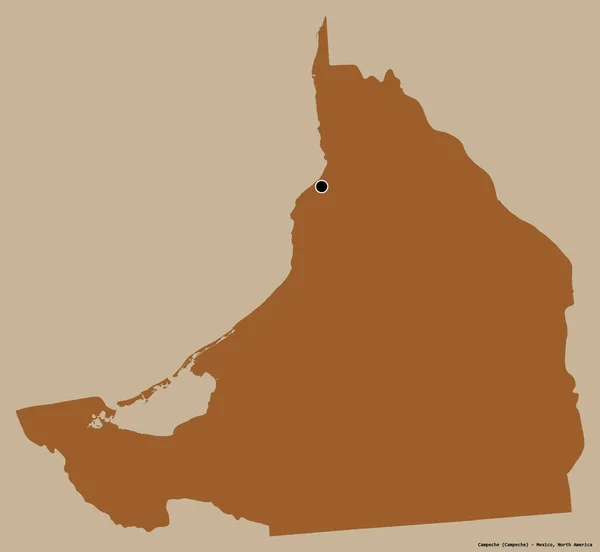 Форма Кампече Штат Мексика Своей Столицей Изолированной Сплошном Цветном Фоне — стоковое фото