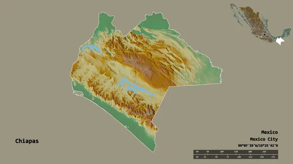 Σχήμα Τσιάπας Πολιτεία Του Μεξικού Κεφάλαιό Του Απομονωμένο Στέρεο Υπόβαθρο — Φωτογραφία Αρχείου