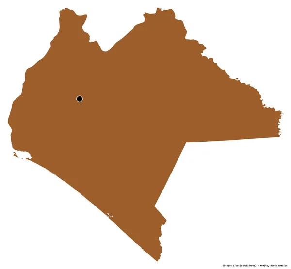 Forma Chiapas Estado México Con Capital Aislada Sobre Fondo Blanco —  Fotos de Stock