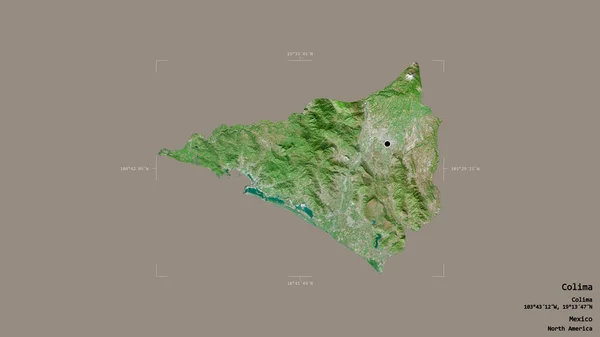 Area Colima State Mexico Isolated Solid Background Georeferenced Bounding Box — Stock Photo, Image