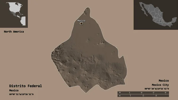 Форма Федерального Округа Дистрито Федерального Округа Мексики Столицы Шкала Расстояний — стоковое фото