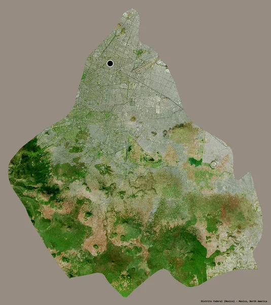 メキシコ連邦地区のディストリート連邦の形で その首都はしっかりとした色の背景に隔離されています 衛星画像 3Dレンダリング — ストック写真