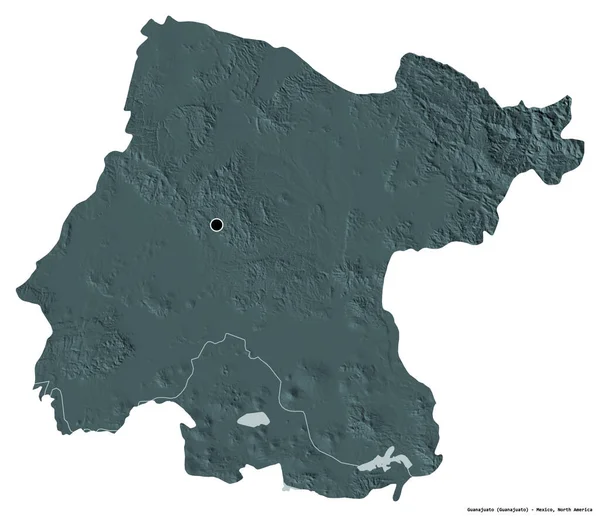 Форма Гуанахуато Штат Мексика Столицей Изолированной Белом Фоне Цветная Карта — стоковое фото
