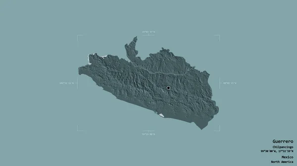 멕시코 게레로 구상의 갈라진 배경에 고립되어 있었다 라벨이요 지형도 렌더링 — 스톡 사진