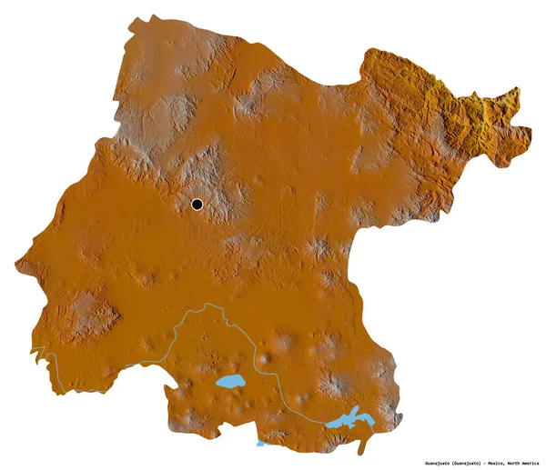 Форма Гуанахуато Штат Мехіко Столицею Ізольованою Білому Тлі Карта Рельєфу — стокове фото