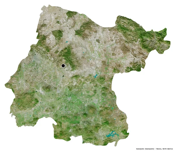 瓜纳华托州的形状 首都被白色背景隔离 卫星图像 3D渲染 — 图库照片