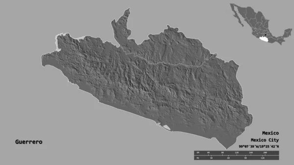 Forma Guerrero Estado México Con Capital Aislada Sobre Fondo Sólido — Foto de Stock