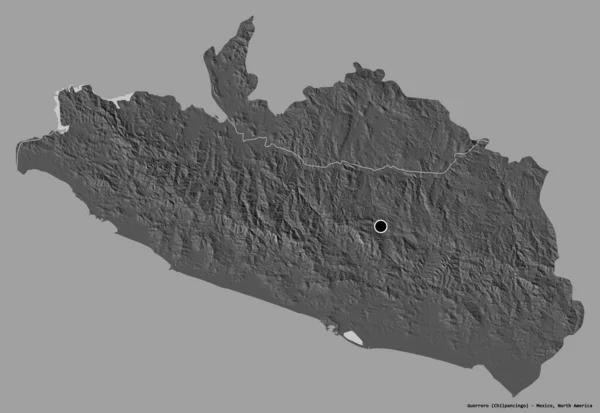 Tvar Guerrero Stát Mexiko Hlavním Městem Izolovaným Barevném Pozadí Mapa — Stock fotografie