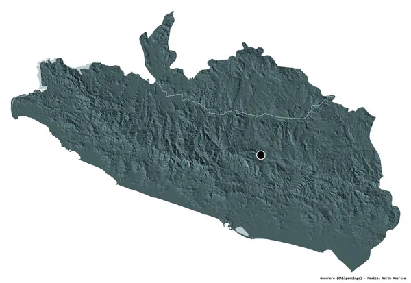 Σχήμα Guerrero Πολιτεία Του Μεξικού Πρωτεύουσα Απομονωμένη Λευκό Φόντο Έγχρωμο — Φωτογραφία Αρχείου