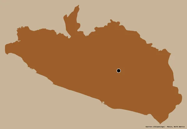 Form Guerrero Delstaten Mexiko Med Sin Huvudstad Isolerad Solid Färg — Stockfoto