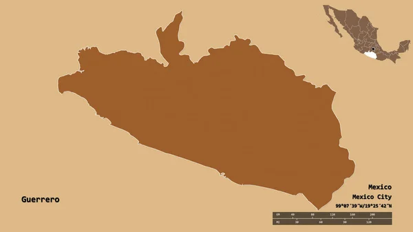 Forma Guerrero Stato Del Messico Con Sua Capitale Isolata Uno — Foto Stock