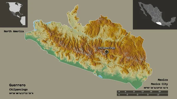 Forma Guerrero Estado México Capital Escala Distancia Vistas Previas Etiquetas — Foto de Stock