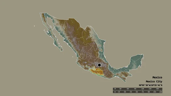 Forma Desnaturalizada México Con Capital Principal División Regional Zona Separada — Foto de Stock