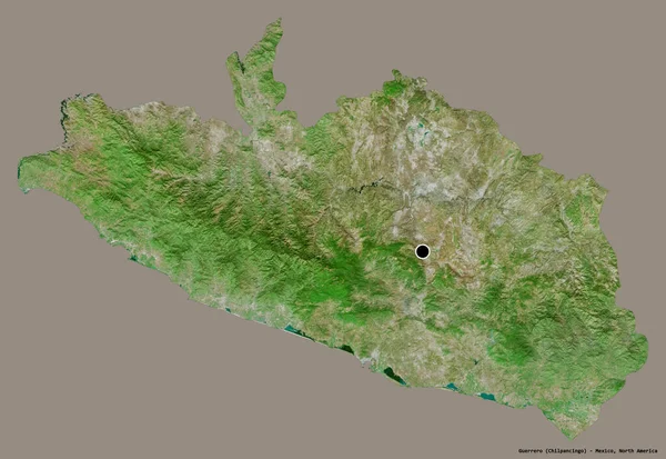 Tvar Guerrero Stát Mexiko Hlavním Městem Izolovaným Barevném Pozadí Satelitní — Stock fotografie