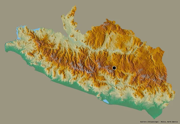 Alakja Guerrero Mexikó Állam Főváros Elszigetelt Szilárd Színű Háttér Topográfiai — Stock Fotó