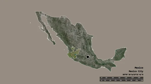 Forma Desnaturalizada México Con Capital División Regional Principal Zona Separada — Foto de Stock