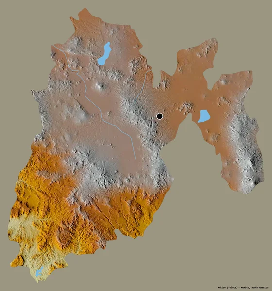メキシコの形 メキシコの状態 その首都は 固体色の背景に隔離されています 地形図 3Dレンダリング — ストック写真