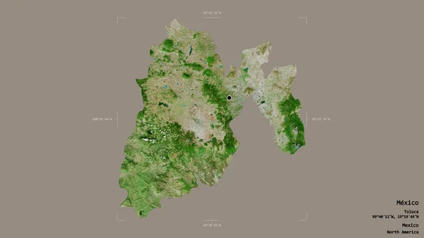 墨西哥的一个地区 墨西哥的一个州 孤立在一个坚实的背景在一个地理参考的包围盒 卫星图像 3D渲染 — 图库照片