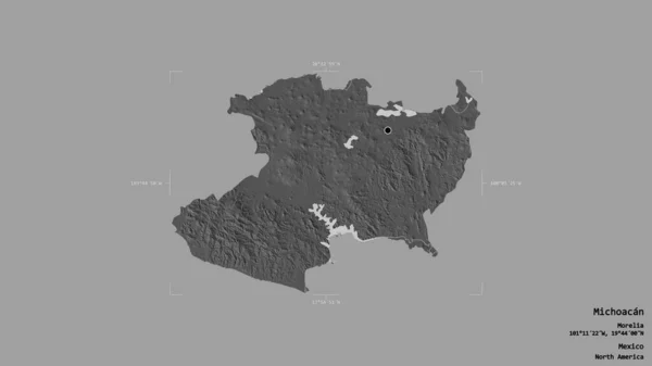 Район Мичоакан Штат Мексика Изолирован Твёрдом Фоне Геометрической Коробке Метки — стоковое фото