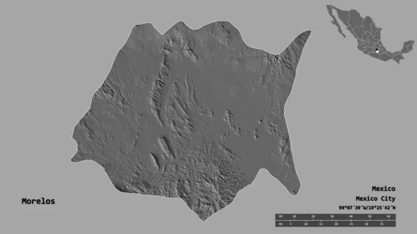 Forma Morelos Estado México Com Sua Capital Isolada Fundo Sólido — Fotografia de Stock