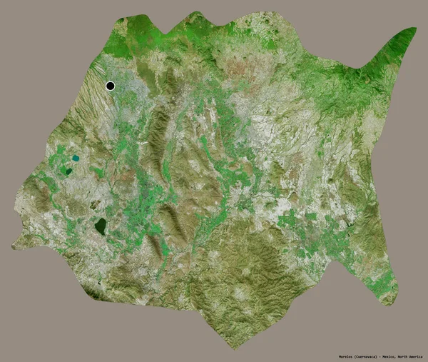 墨西哥州莫雷洛斯的形状 其首都被隔离在一个坚实的色彩背景上 卫星图像 3D渲染 — 图库照片