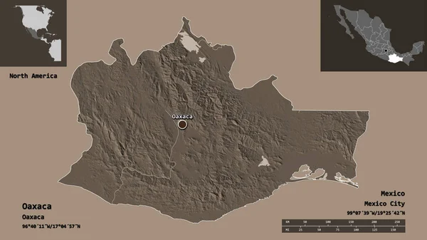 Forma Oaxaca Estado México Capital Escala Distancia Vistas Previas Etiquetas — Foto de Stock