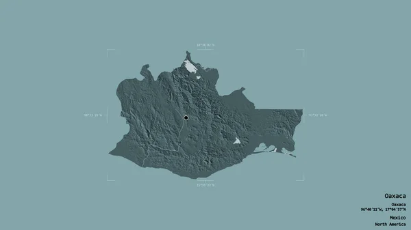 Area Oaxaca State Mexico Isolated Solid Background Georeferenced Bounding Box — Stock Photo, Image