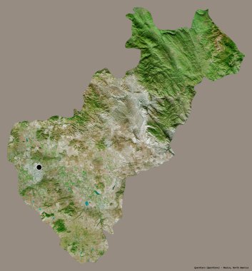 Queretaro 'nun şekli, Meksika eyaleti, başkenti katı renk arka planında izole edilmiş. Uydu görüntüleri. 3B görüntüleme