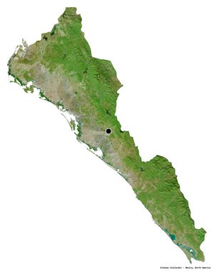 Meksika 'nın Sinaloa eyaleti, başkenti beyaz arka planda izole edilmiş. Uydu görüntüleri. 3B görüntüleme