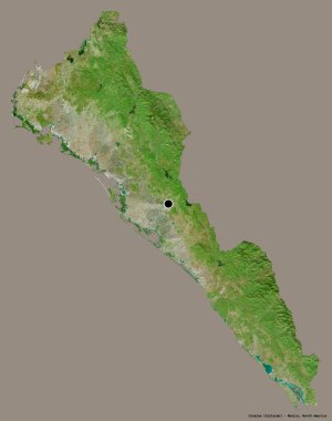 Sinaloa 'nın şekli, Meksika eyaleti, başkenti katı renk arka planında izole edilmiş. Uydu görüntüleri. 3B görüntüleme